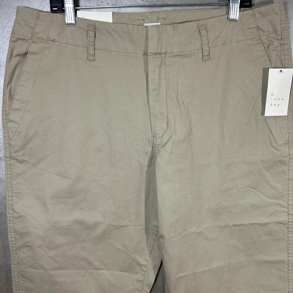 A New Day‎ Womens Khaki Chino Cropped Pants Size 8 Cotton Stretch Casual NWT
